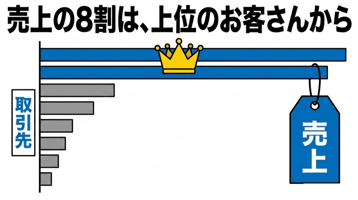 売上の8割は、上位のお客さんから