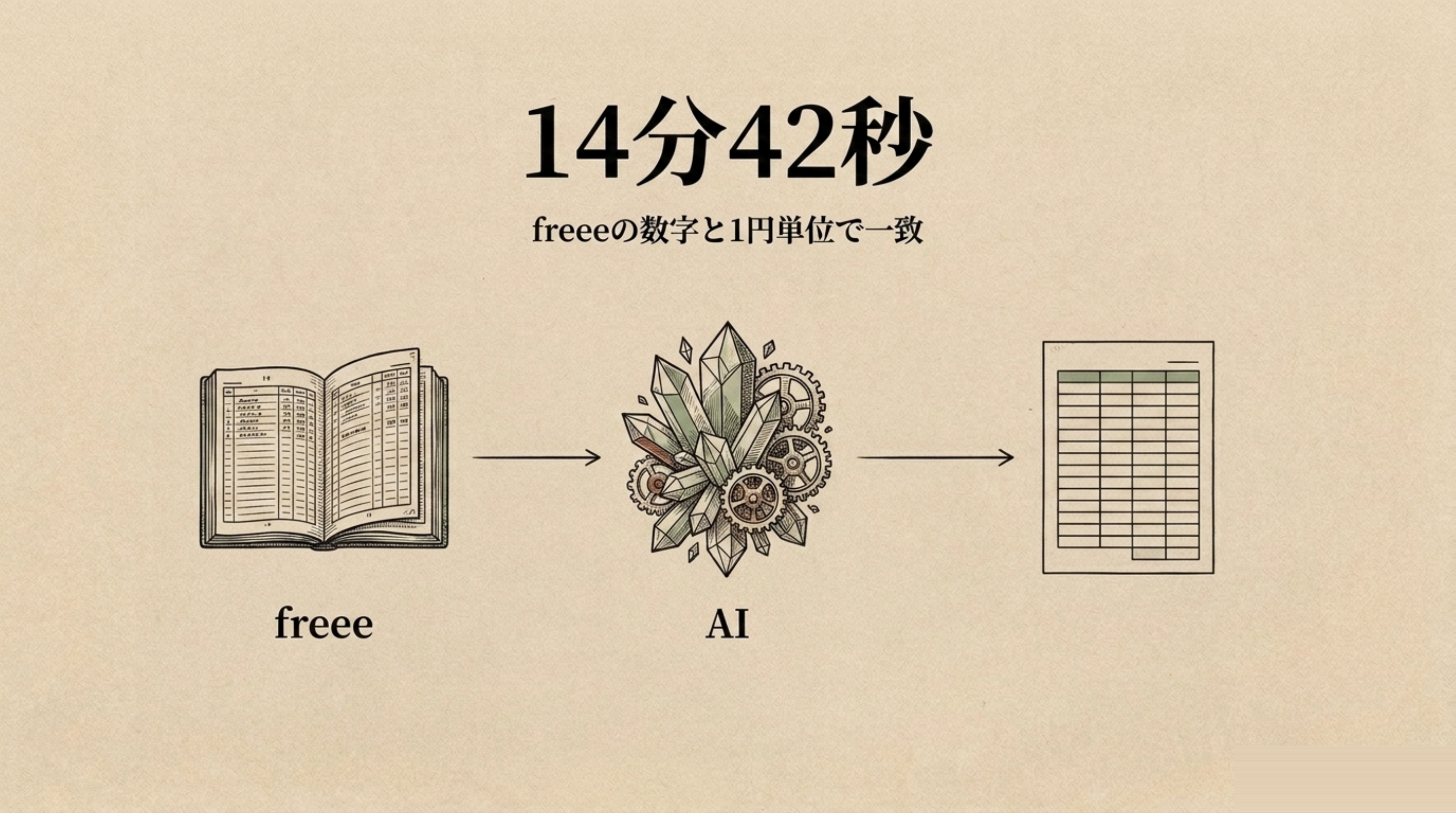 freeeからAIへ、14分42秒で照合済みの損益表に