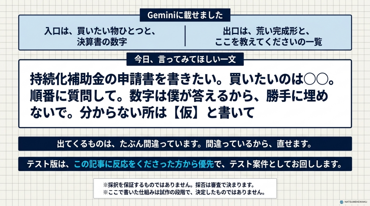 今日AIに言ってみる一文。数字は自分が答え、不明なところは【仮】と書かせる。