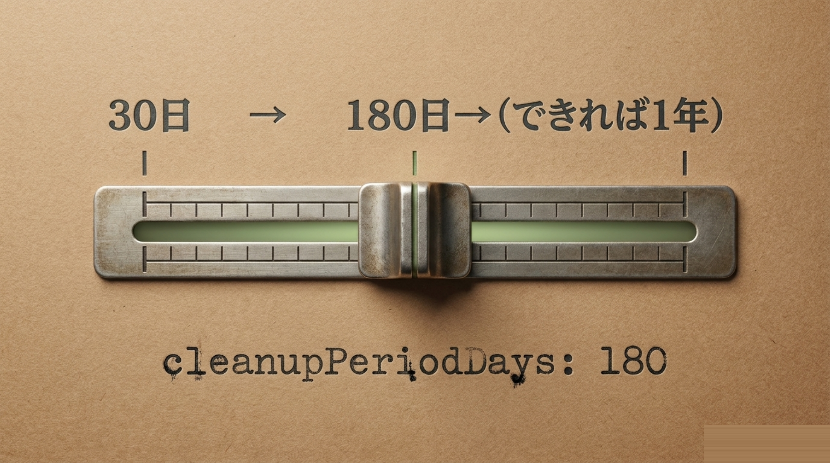 保存期間の目盛り。30日から180日へ、できれば1年