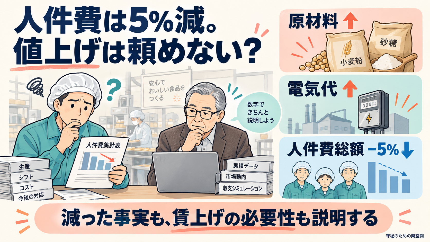 人件費が5%減った。値上げは頼めない?
