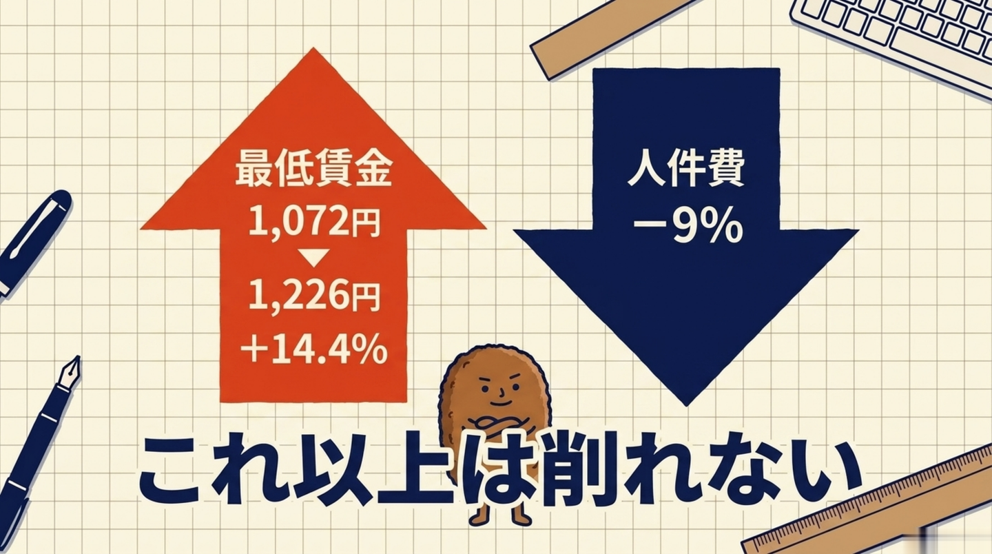 最低賃金の使い方。上がった根拠ではなく、もう削り切った証明として置く図