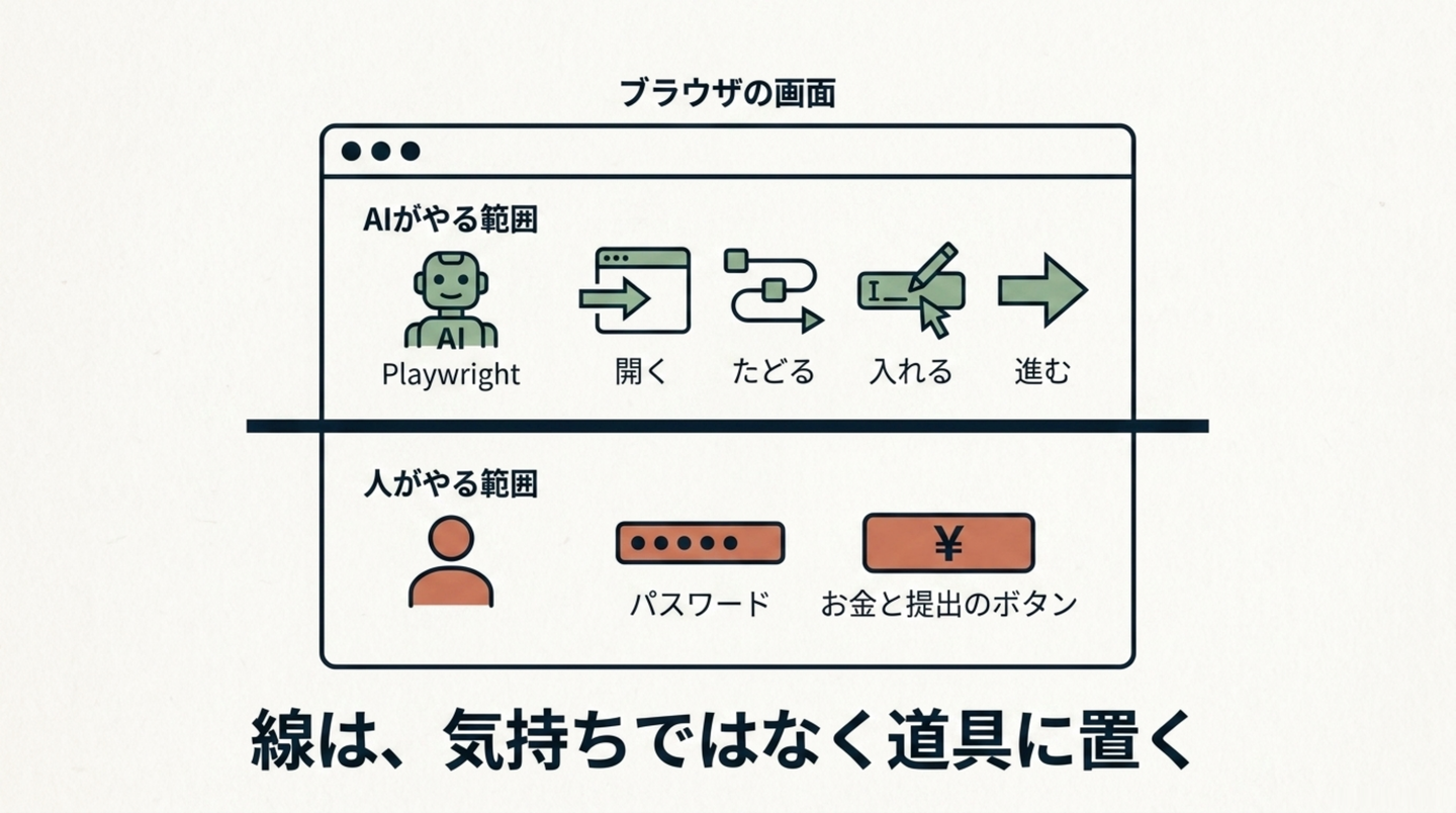線は、気持ちではなく道具に置く