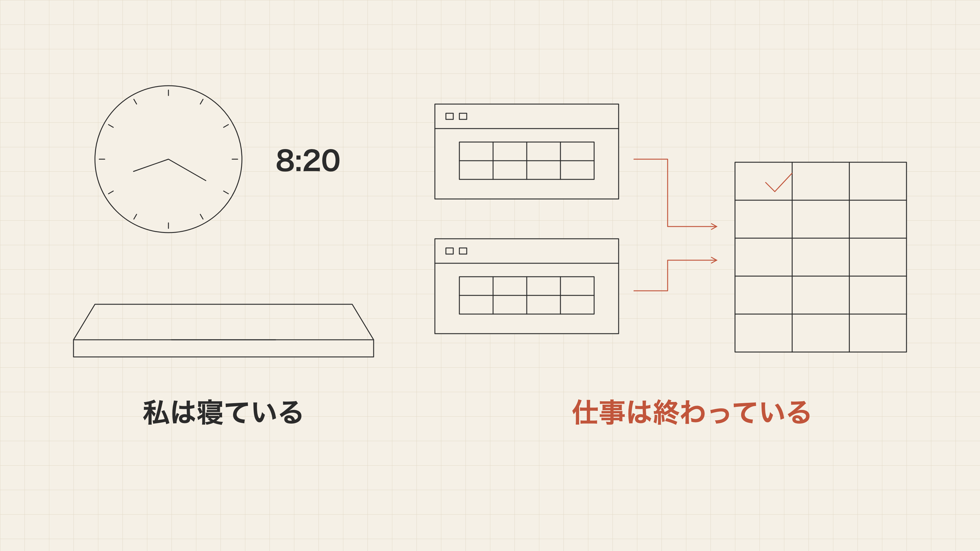 8時20分、私は寝ている。仕事は終わっている