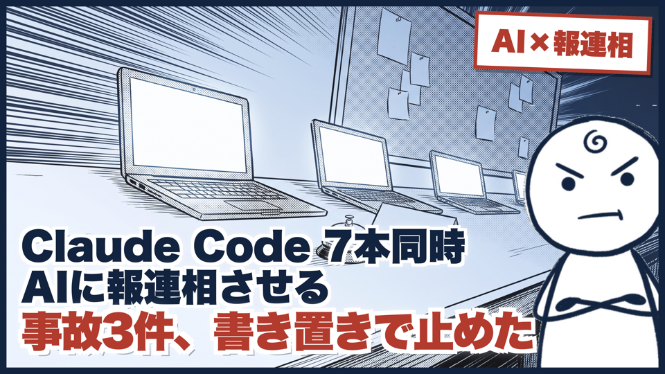 Claude Codeを7本同時に動かして、初日に事故3件を止めた｜セッション間通信と、自作の連絡板でAIに報連相させるのサムネイル