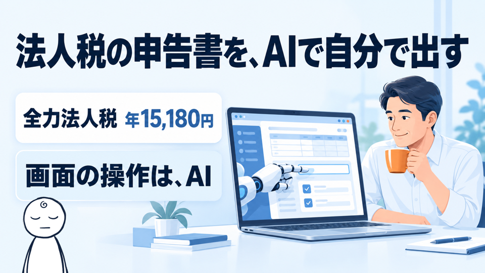 法人税の申告書をAIを使って出す方法｜全力法人税をAIで操作させて申告書を作るのサムネイル
